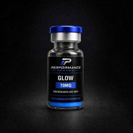 GLOW 70mg research peptide canada vial by performance pharma. 99%+ purity, thrid-party lab tested